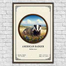 Póster American Badger Zoology Series