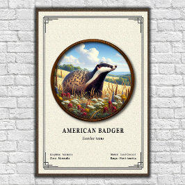Póster American Badger Zoology Series