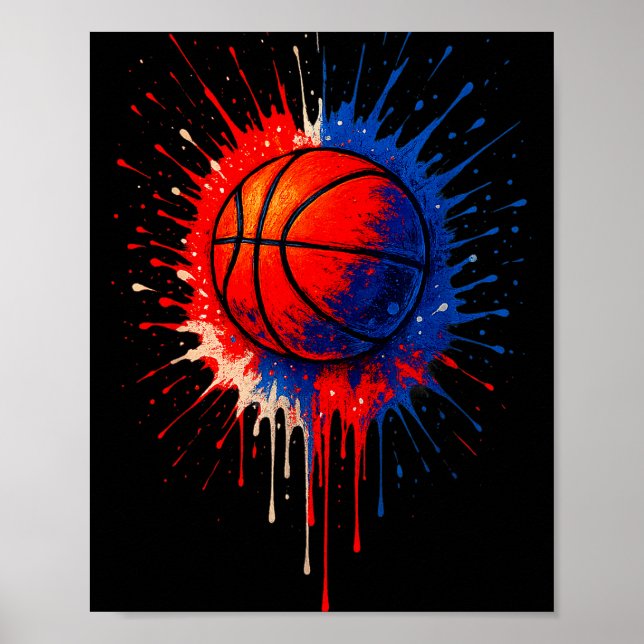 Póster American Basketball Splash Ball Player Team Kids B (Frente)