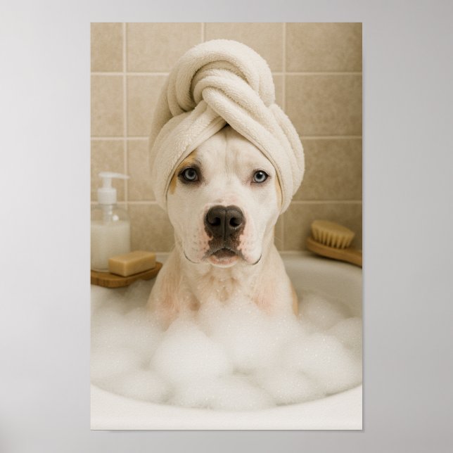 Póster american bully dog cute funny bathroom decor (Frente)