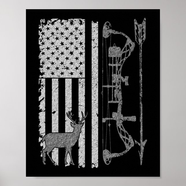 Póster American Deer Hunting Bow Hunter Flag Accessories  (Frente)