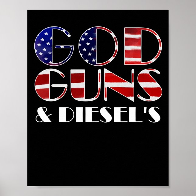 Póster American Diesel Truck Owners God Guns & Diesels (Frente)