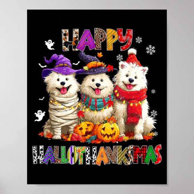 Póster American Eskimo Dogs Christmas Xmas Men Women Kids (Frente)