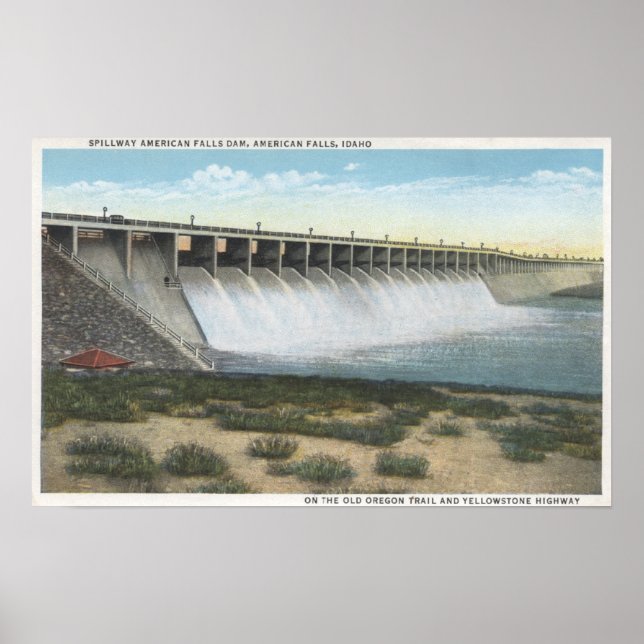 Póster American Falls Dam Spillway, Oregón (Frente)