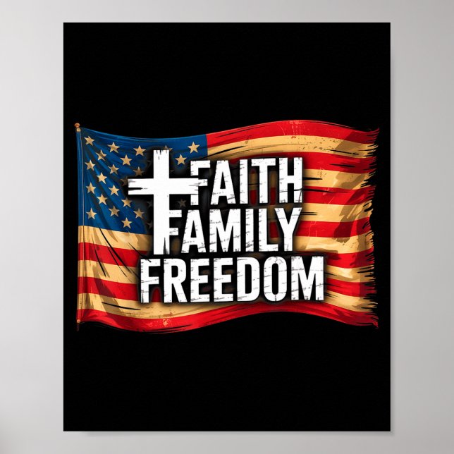 Póster American Flag Faith Family Dom Christian  (Frente)