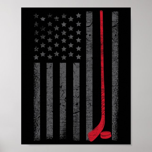 Póster American Flag Ice Hockey Stick Puck Player Jersey  (Frente)