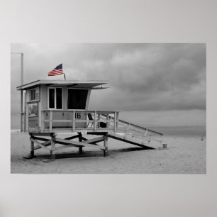 Póster American Flag on the Lifeguard Shack