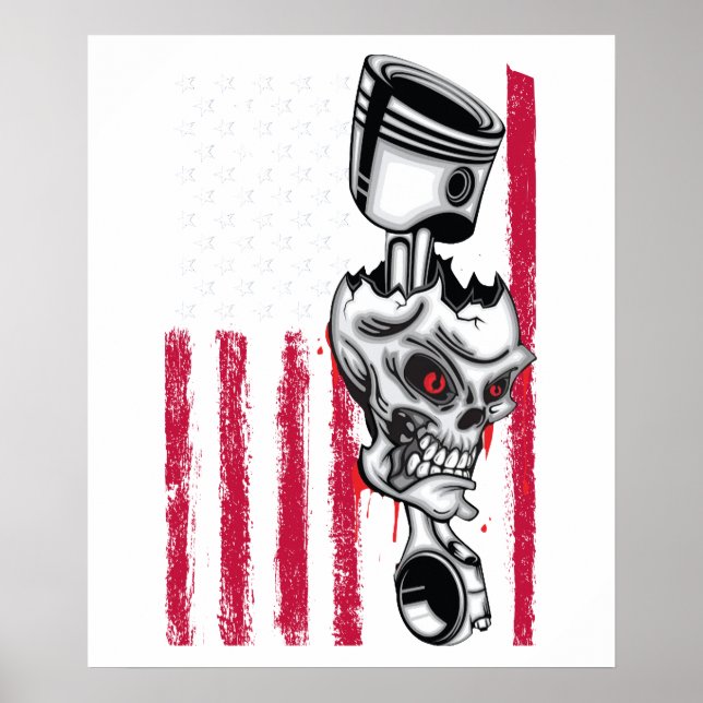 Póster American Flag Piston Muscle Car 5 (Frente)