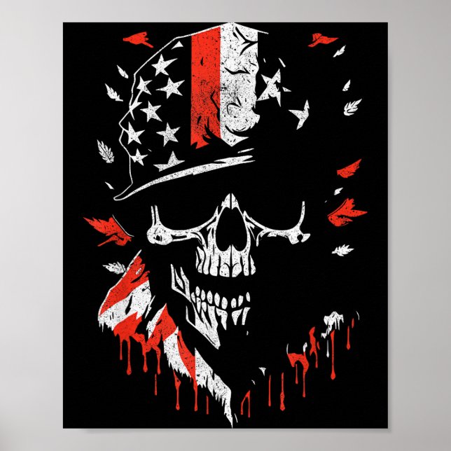 Póster American Flag Skull Soldier Patriotic Military Gra (Frente)