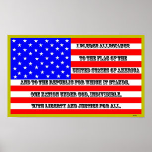 Póster American flag with pledge of allegiance