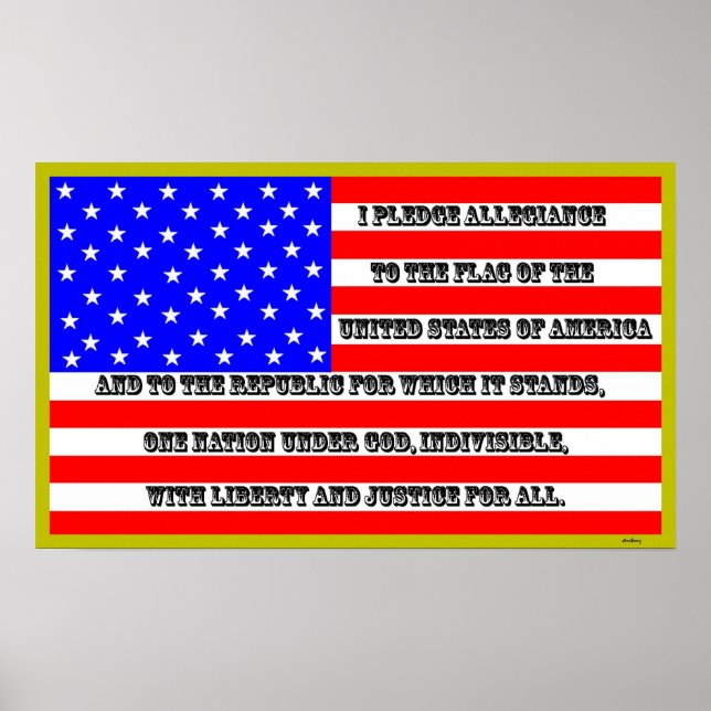 Póster American flag with pledge of allegiance (Frente)
