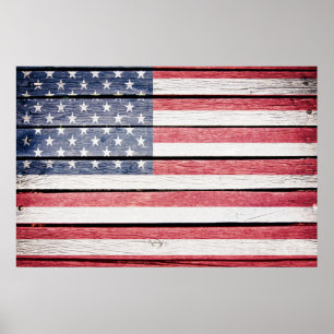 Póster American Flag Wood Image Poster