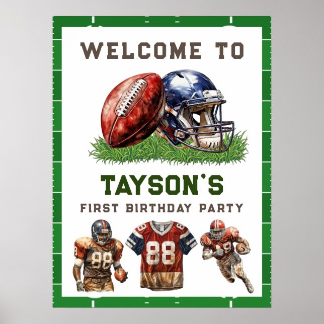 Póster American Football First Year Down 1st Birthday (Frente)