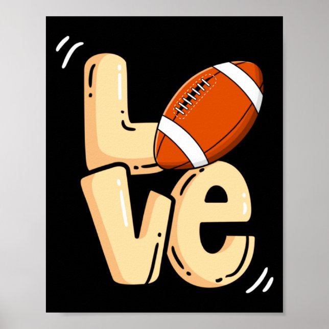 Póster American Football Love Valentines Rugby Srts Pl _1 (Frente)