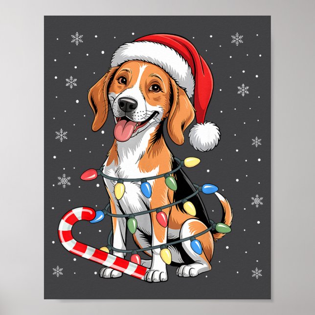 Póster American Foxhound Dog Ugly Christmas Candy Cane Tr (Frente)