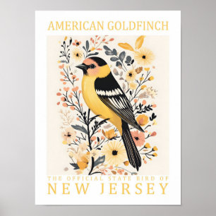 Póster American Goldfinch Bird of New Jersey Estados Unid