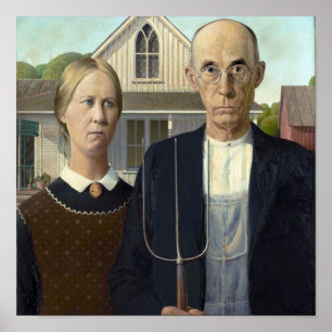 Póster American Gothic by Grant DeVolson Wood