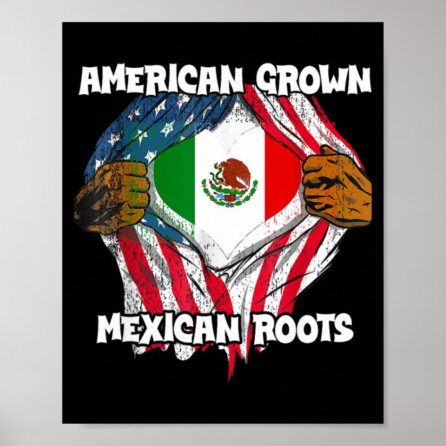 Póster American Grown Mexican Roots Mexico Country Lover  (Frente)