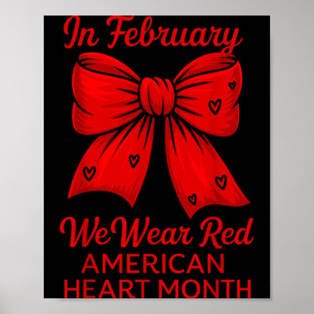 Póster American Heart Disease Awareness Month Ribbon Red  (Frente)