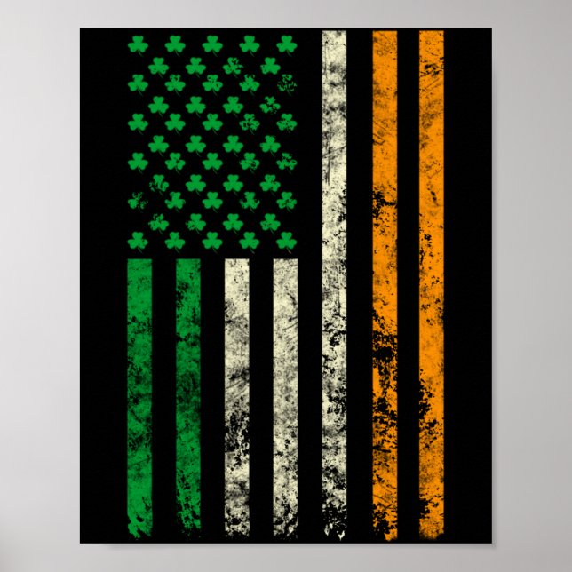 Póster American Ireland Flag Shamrock Irish Patricks Day  (Frente)