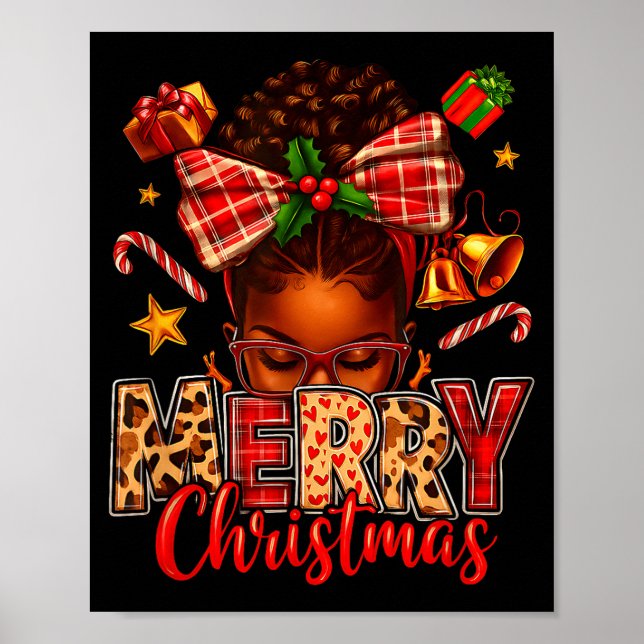 Póster American Melanin Afro Sleigh Queen Christmas Afric (Frente)