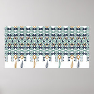 Póster American north indian geometry seamless border. Na