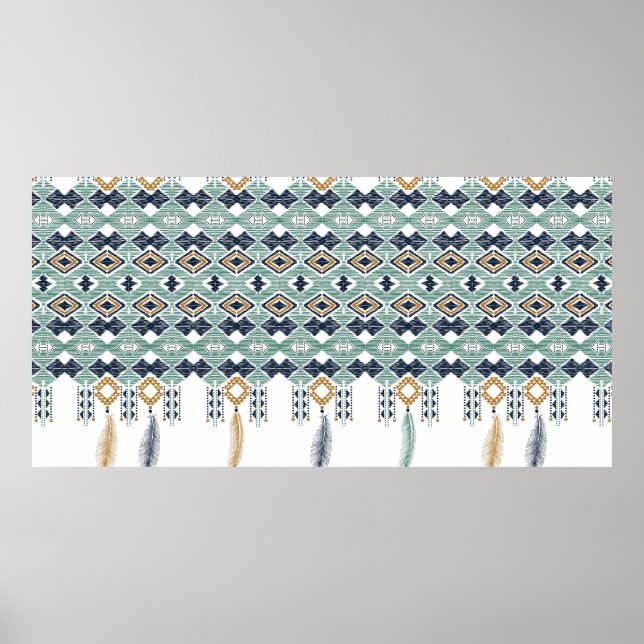 Póster American north indian geometry seamless border. Na (Frente)