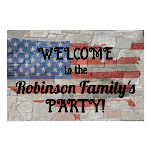 Póster American Patriotic Map Flag Wall Calligraphy Texto