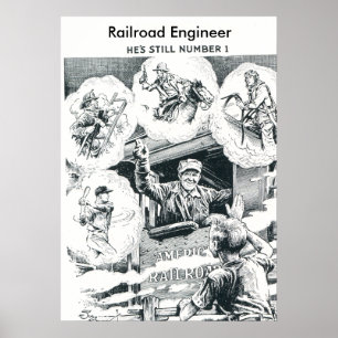Póster American Railroad Train Engineer