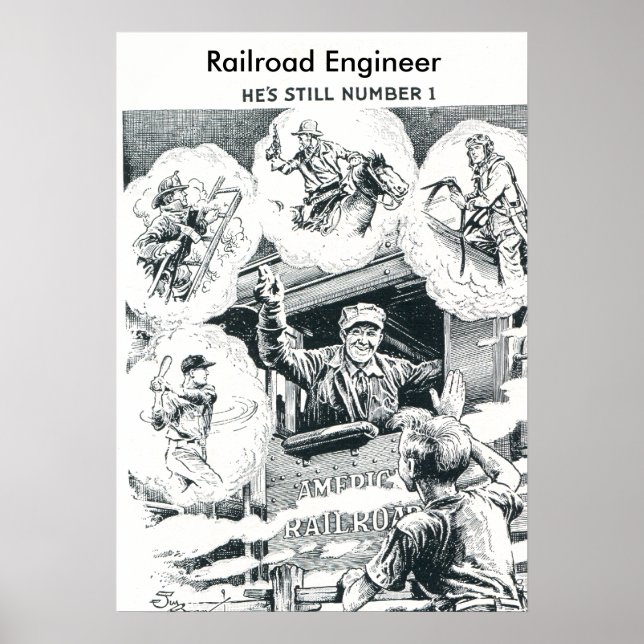 Póster American Railroad Train Engineer (Frente)