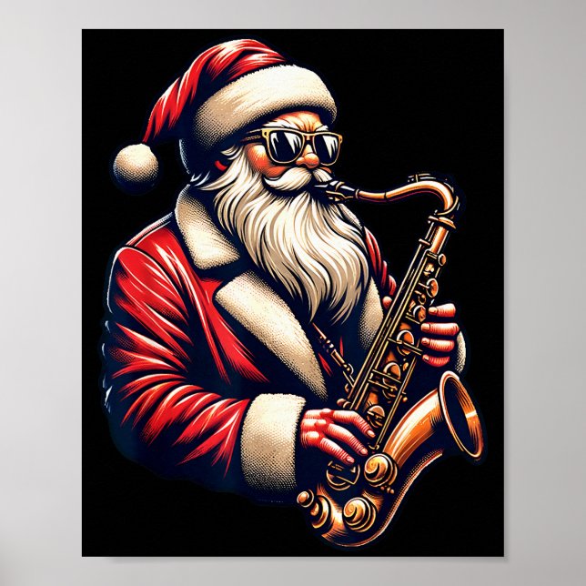 Póster American Santa Playing Saxophone Xmas Jazz Christm (Frente)