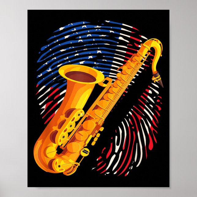Póster American Saxophone Player Saxophonist Jazz Band Me (Frente)