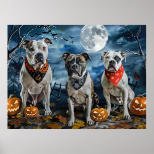 Póster American Staffordshire Halloween Spooky