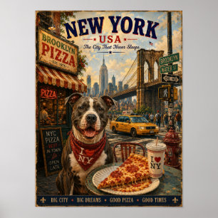Póster American Staffordshire Terrier en Nueva York Vinta