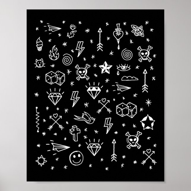 Póster American Tattoo Flash, diseños tradicionales de ta (Frente)