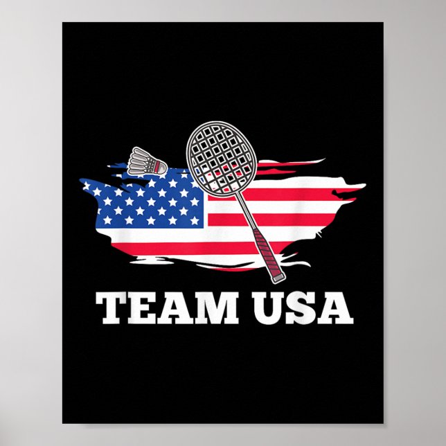 Póster American Usa Team Shuttle Racket Badminton Player  (Frente)
