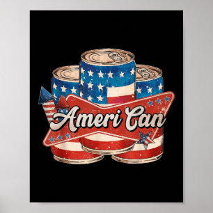 Póster Americano Ameri Can 4 De Julio Retro Cerveza Usa P