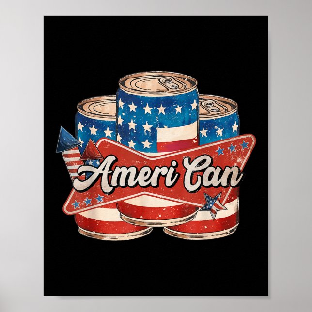Póster Americano Ameri Can 4 De Julio Retro Cerveza Usa P (Frente)