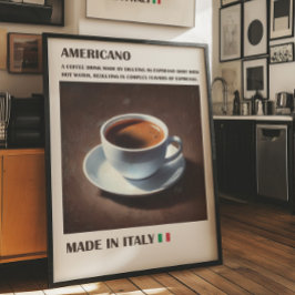 Póster Americano Coffee Wall Art, bebida italiana Espress