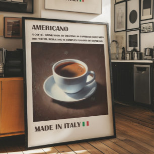 Póster Americano Coffee Wall Art, bebida italiana Espress