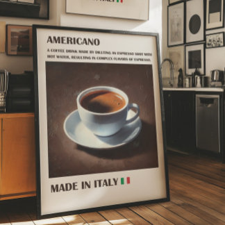 Póster Americano Coffee Wall Art, bebida italiana Espress