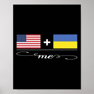 Póster Americano + Ucraniano = Yo Banderas De EEUU Y Ucra