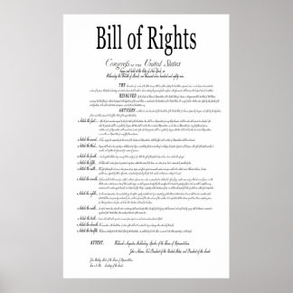 Póster AMERICA's BILL of RIGHTS CLASSIC WHITE