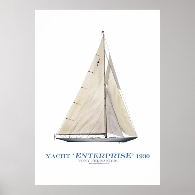 Póster americas cup yacht enterprise 1930, tony fernandes (Frente)