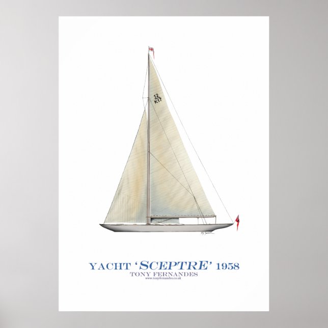 Póster americas cup yacht 'sceptre', tony fernandes (Frente)