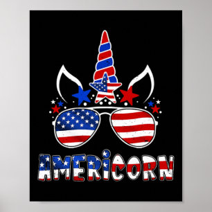 Póster Americorn Unicornio 4 De Julio Chicas Niños Americ