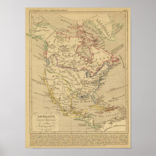 Póster Amerique Septentrionale en 1840
