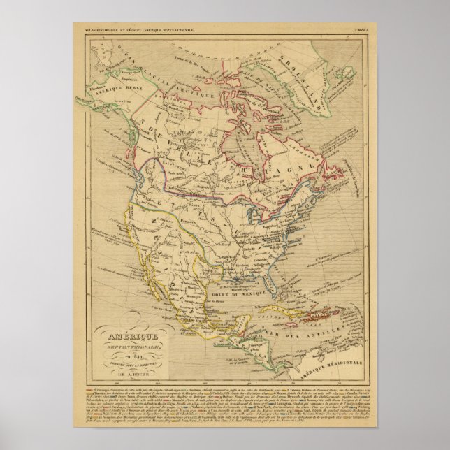 Póster Amerique Septentrionale en 1840 (Frente)