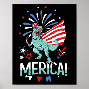 Póster Amerisaurus Rex Bandera Estadounidense Día de la I