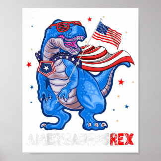 Póster Amerisaurus T Rex USA Bandera Niños Graciosos 4 De
